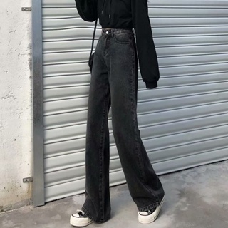 Solenne  กางเกงขายาว กางเกงยีสน์ผู้หญิง ทรงหลวม ๆ ตรง Retro Hip Hop Pants 2023 NEW Style  High quality Unique Stylish Korean Style A97L83B 36Z230909