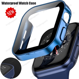 เคสนาฬิกาข้อมือ กระจกนิรภัย กันน้ํา ขอบตรง สําหรับ Apple Watch Ultra 49 มม. Watch Serie 8 7 44 มม. 45 มม. IWatch 6 SE 5 4