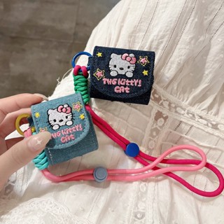 เคสหูฟังบลูทูธไร้สาย ปักลายการ์ตูนเฮลโลคิตตี้ พร้อมสายโซ่ สําหรับ AirPods 3 AirPods 1 2 AirPods pro 2