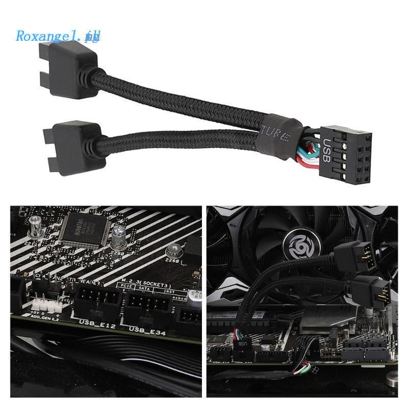 Rox อะแดปเตอร์เชื่อมต่อสายเคเบิล 9Pin USB Header Female 1 เป็น 2 Male 9 ...