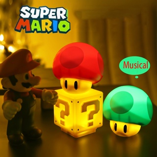 โคมไฟตั้งโต๊ะ LED รูป Super Mario Bros มีเสียงเตือน ชาร์จได้ ของเล่นสําหรับเด็ก