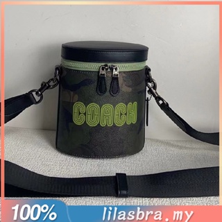 Coach CC024 กระเป๋าสะพายข้างผู้ชาย กระเป๋าถัง ความจุสูง ปิดซิป หนังวัว 024