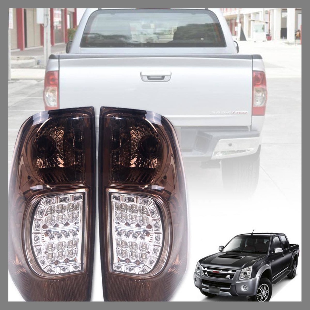 ไฟท้าย-dmax-d-max-ดีแม็กซ์-ไฟท้ายled-isuzu-dmax-2007-led-รมดำ-สโมก-จัดส่งไว