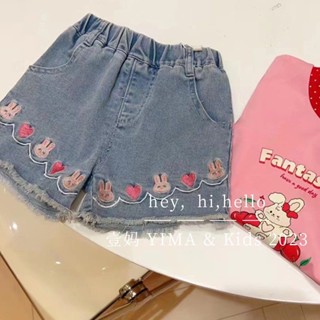 พร้อมส่ง ใหม่ กางเกงขาสั้นลําลอง ห้าส่วน ลายกระต่ายน่ารัก สไตล์เกาหลี ญี่ปุ่น แฟชั่นฤดูร้อน สําหรับเด็กผู้หญิง