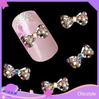 Chicstyle สติกเกอร์กลิตเตอร์ พลอยเทียม หลากสี สําหรับตกแต่งเล็บ 10 ชิ้น