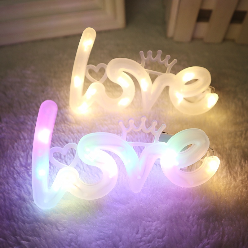 โคมไฟ-led-รูปมงกุฎ-ตัวอักษร-love-เรืองแสง-สําหรับตกแต่งเค้ก-วันวาเลนไทน์-งานแต่งงาน