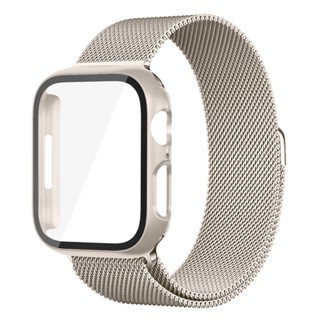 เคส+สายคล้อง สําหรับ iwatch band 44 มม. 40 มม. 45 มม. 41 มม. 38 มม. 42 มม. สร้อยข้อมือแม่เหล็กโลหะ iwatch series 3 4 5 se 6 7 8 band