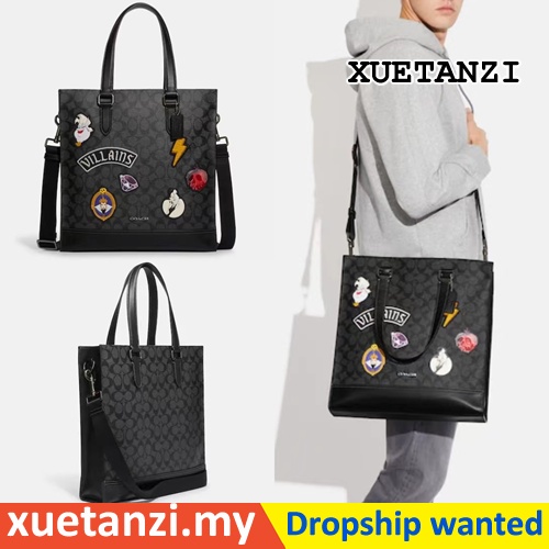 coach-cc559-disney-graham-กระเป๋าสะพายไหล่ผู้ชาย-กระเป๋าโท้ทขนาดใหญ่-ความจุขนาดใหญ่-สไตล์ดิสนีย์