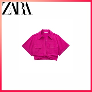 Zara ฤดูใบไม้ผลิและฤดูร้อน ใหม่ ผู้หญิง หลายสี ยืด ผสม สั้น เสื้อเชิ้ต