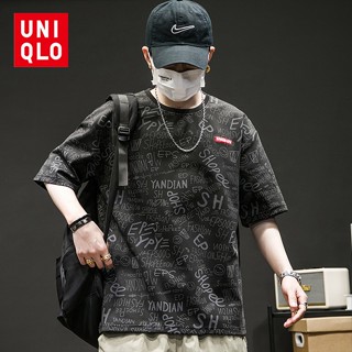 Uni.qlo เสื้อยืดลําลอง คอกลม แขนสั้น พิมพ์ลาย ใส่สบาย ระบายอากาศ เป็นมิตรกับผิว แฟชั่นสําหรับผู้ชาย