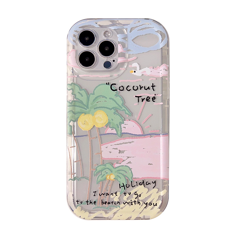 เคสโทรศัพท์มือถือ-tpu-นิ่ม-กันตก-ลายมะพร้าว-แฟชั่นฤดูร้อน-สําหรับ-iphone-14-13-12-11-pro-max-11