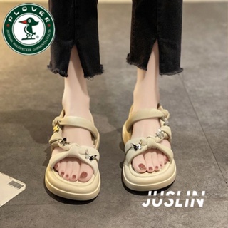 JUSLIN รองเท้าแตะ รองเท้าแตะผู้หญิง ส้นแบน ใส่สบาย สไตล์เกาหลี รองเท้าแฟชั่น 2023 ใหม่ 072621