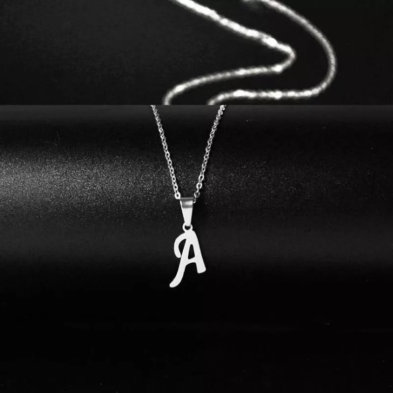 สร้อยคอโชคเกอร์-สเตนเลส-จี้ตัวอักษร-a-z-26-ตัว-สีเงิน-เรียบง่าย-เครื่องประดับแฟชั่น-สําหรับทุกเพศ