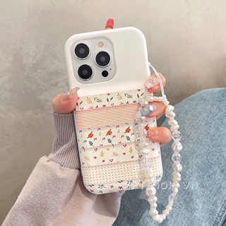 เคสโทรศัพท์มือถือหนังนิ่ม กันกระแทก กันรอยกล้อง ลายดอกไม้ พร้อมสายโซ่คล้อง สําหรับ iPhone 14 13 12 11 Pro Max