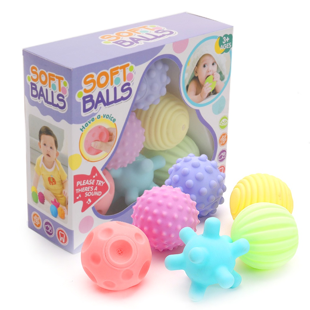 babyonlinef1เซ็ทลูกบอลของเล่นบีบมีเสียงสำหรับเด็กเล็ก-บอลหัดจับ-เซทใหญ่-ตัวบอลบีบมีเสียงปี๊ปๆ-สีสันสดใส