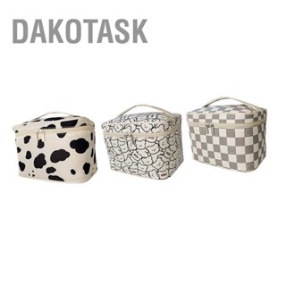  DAKOTASK กระเป๋าแต่งหน้าความจุขนาดใหญ่กระเป๋าเครื่องสำอางเดินทางซิปเคลือบเงาพร้อมที่จับแข็งแรงสำหรับการเดินทางกลางแจ้ง