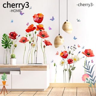 CHERRY3 สติกเกอร์ PVC ลายดอกไม้สีแดง 70 ซม. X110 ซม. สําหรับตกแต่งบ้าน