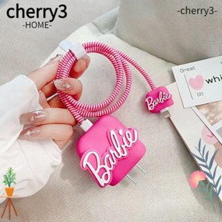Barbie Cherry3 เคสป้องกันหัวชาร์จ 18 20W สีชมพู สําหรับตุ๊กตาบาร์บี้