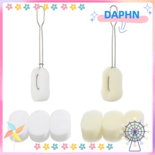 Daphs แปรงฟองน้ําสเตนเลส ด้ามจับยาว ถอดออกได้ ใช้ซ้ําได้ แบบเปลี่ยน สําหรับทําความสะอาด