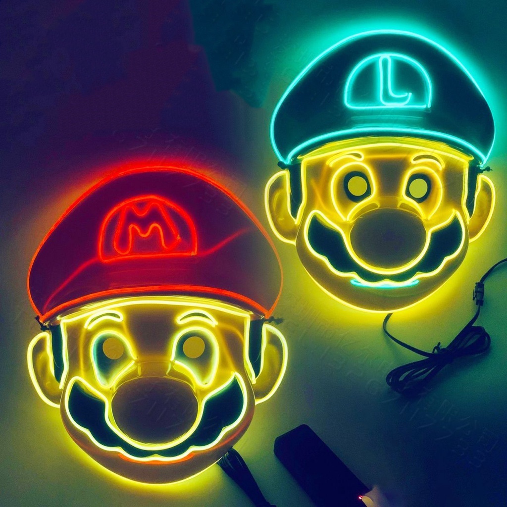 ฟิกเกอร์การ์ตูนอนิเมะ-super-mario-bros-mario-luigi-หน้ากาก-led-สําหรับเด็ก-ธีมงานเลี้ยงวันเกิด-ฮาโลวีน