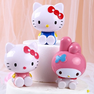 โมเดลฟิกเกอร์ การ์ตูนอนิเมะ Hello Kitty My Melody Kawaii Sanrio เหมาะกับของขวัญ สําหรับตกแต่งเค้กเด็ก จํานวน 1 ชิ้น