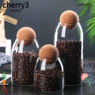 Cherry3 โหลแก้วเก็บอาหาร พร้อมฝาปิด สําหรับใส่ชา กาแฟ น้ําตาล