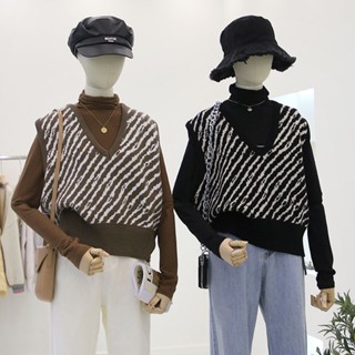 เสื้อแจ็กเก็ตกันหนาว คอวี ทรงหลวม ขนาดเล็ก สไตล์ฮ่องกงเรโทร แฟชั่นฤดูใบไม้ร่วง สําหรับผู้หญิง 9U7K