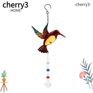 Cherry3 พัดคริสตัล รูปนกฮัมมิ่งเบิร์ด สีรุ้ง สําหรับแขวนตกแต่งเพดาน กระจกหน้าต่าง