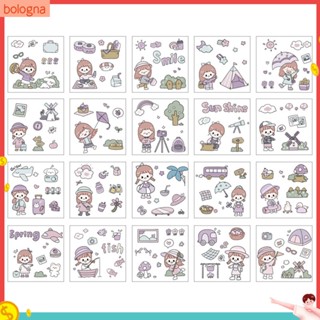 {bologna} สติกเกอร์ ลายการ์ตูน ใช้ซ้ําได้ สําหรับติดตกแต่งอัลบั้มรูปภาพ แล็ปท็อป 20 แผ่น