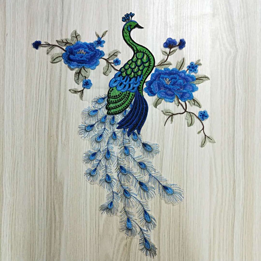 bluelans-ผ้าลูกไม้-ปักลายดอกไม้-นกยูง-น้ําหนักเบา-สําหรับตกแต่งเสื้อผ้า-diy