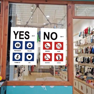 Ins สติกเกอร์ติดผนัง กระจก มีกาวในตัว YES NO Photo Card Store สติกเกอร์ตกแต่งผนัง หน้าต่าง