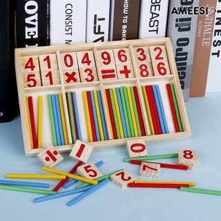 Ameesi แท่งไม้ตัวต่อ รูปตัวเลข พร้อมกล่อง ของเล่นเสริมการเรียนรู้เด็ก