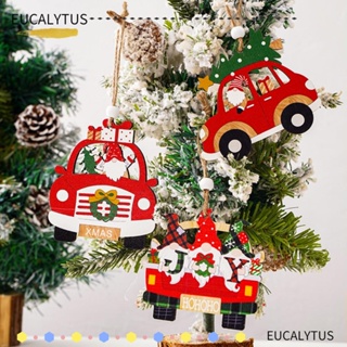Eutus รถไม้ หลากสี คุณภาพสูง ของเล่นสําหรับเด็ก ตกแต่งต้นคริสต์มาส 4 ชิ้น