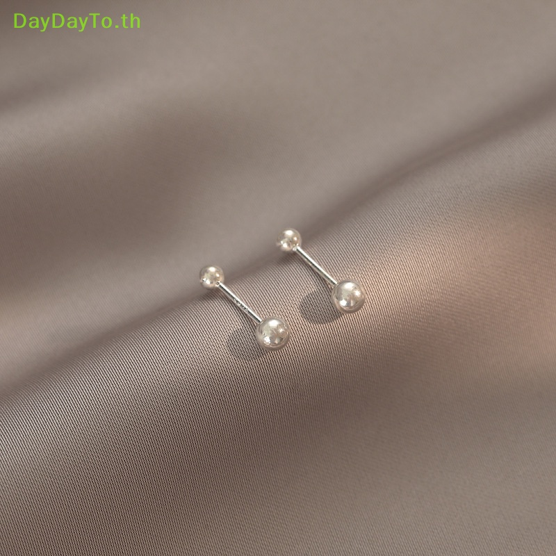 daydayto-ใหม่-ต่างหูสตั๊ด-ลูกปัดเงิน-แบบเกลียว-เรียบง่าย-สําหรับผู้หญิง-1-คู่-th