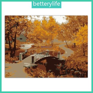 Btf ภาพวาดสีน้ํามันอะคริลิคบนผ้าใบ ตามตัวเลข รูปสะพานต้นไม้ สําหรับตกแต่งบ้าน DIY