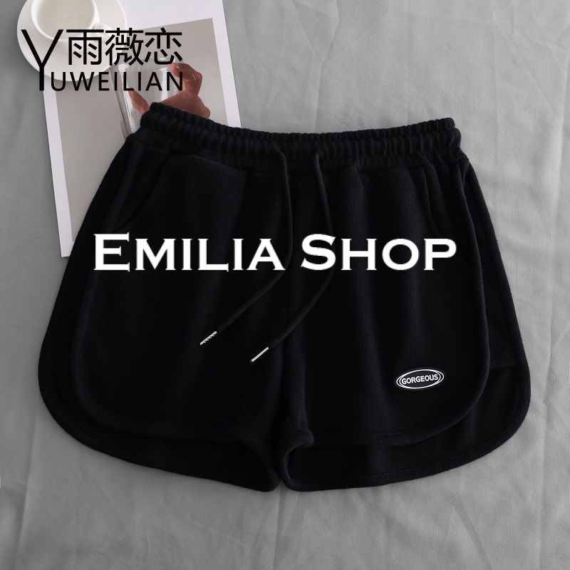 emilia-shop-กางเกงขาสั้น-ใส่สบายๆ-ผ้าฝ้าย-กางเกงขาสั้นผู้หญิง-เกาหลี-แฟชั่น-เอวสูง-ผ้าฝ้าย-a24l091