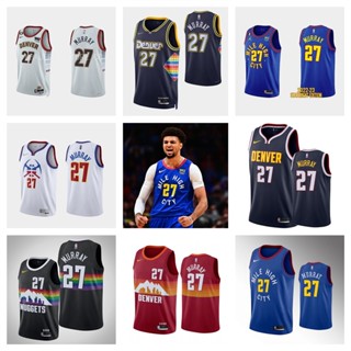 Denver Nuggets #27 Jamal Murray เสื้อบาสเก็ตบอลสีดำของผู้ชายสั้น -เสื้อยืดกีฬา