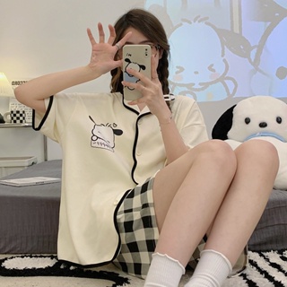 Pajamas womens summer new Japanese large size cute thin section short-sleeved suit student home service