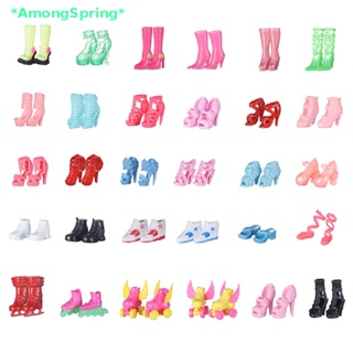 Amongspring&gt; ใหม่ รองเท้าบูทสเก็ต ข้อสูง 30 ซม. สําหรับตุ๊กตา 1/6 bjd 10 คู่
