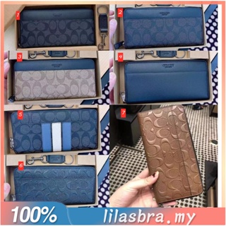 Coach F74918 F58112 F26070 F74977 กระเป๋าสตางค์ซิปยาวผู้ชาย หนังแท้  ช่องใส่การ์ดหลายช่อง 58112 26070 74977 74918