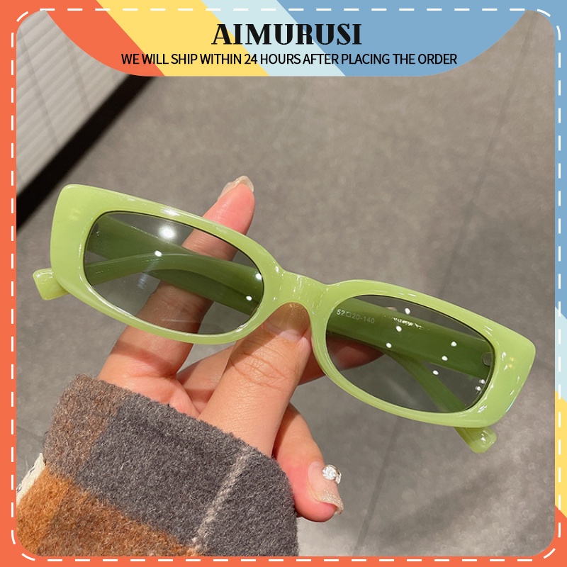 aimurusi-แว่นกันแดด-กรอบเล็ก-เรียบง่าย-ยุโรปและอเมริกา-ข้ามพรมแดน-แว่นกันแดดน้ํา-สี่เหลี่ยม-ins-เจลลี่-สี-แว่นกันแดดผู้หญิง
