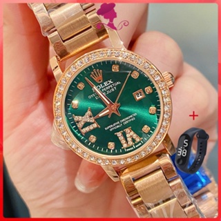 [R.O.L.E.X] นาฬิกาข้อมือผู้หญิง หรูหราควอตซ์สแตนเลสนาฬิกาข้อมือกันน้ำ 41222