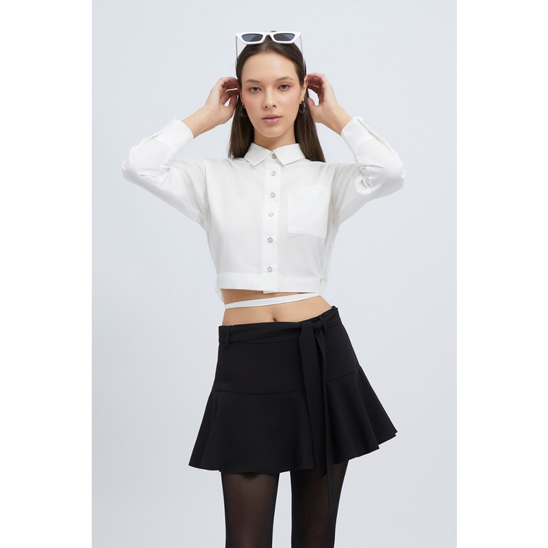 esp-เสื้อเชิ้ตแต่งเชือกผูกโบว์-ผู้หญิง-สีขาว-shirt-with-bow-detail-5852