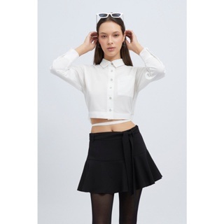 ESP เสื้อเชิ้ตแต่งเชือกผูกโบว์ ผู้หญิง สีขาว | Shirt with Bow Detail | 5852