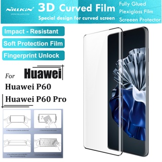 Nillkin ฟิล์มกระจกกันรอยหน้าจอ 3D นิ่ม โค้ง เต็มจอ กันกระแทก สําหรับ Huawei P60 P60 Pro P60 2 ชิ้น