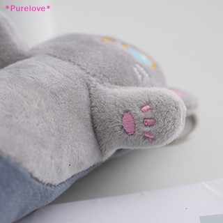 Purelove&gt; พวงกุญแจ จี้ตุ๊กตาการ์ตูนแมวน่ารัก แบบนิ่ม สีฟ้า สําหรับห้อยกระเป๋าเป้สะพายหลัง