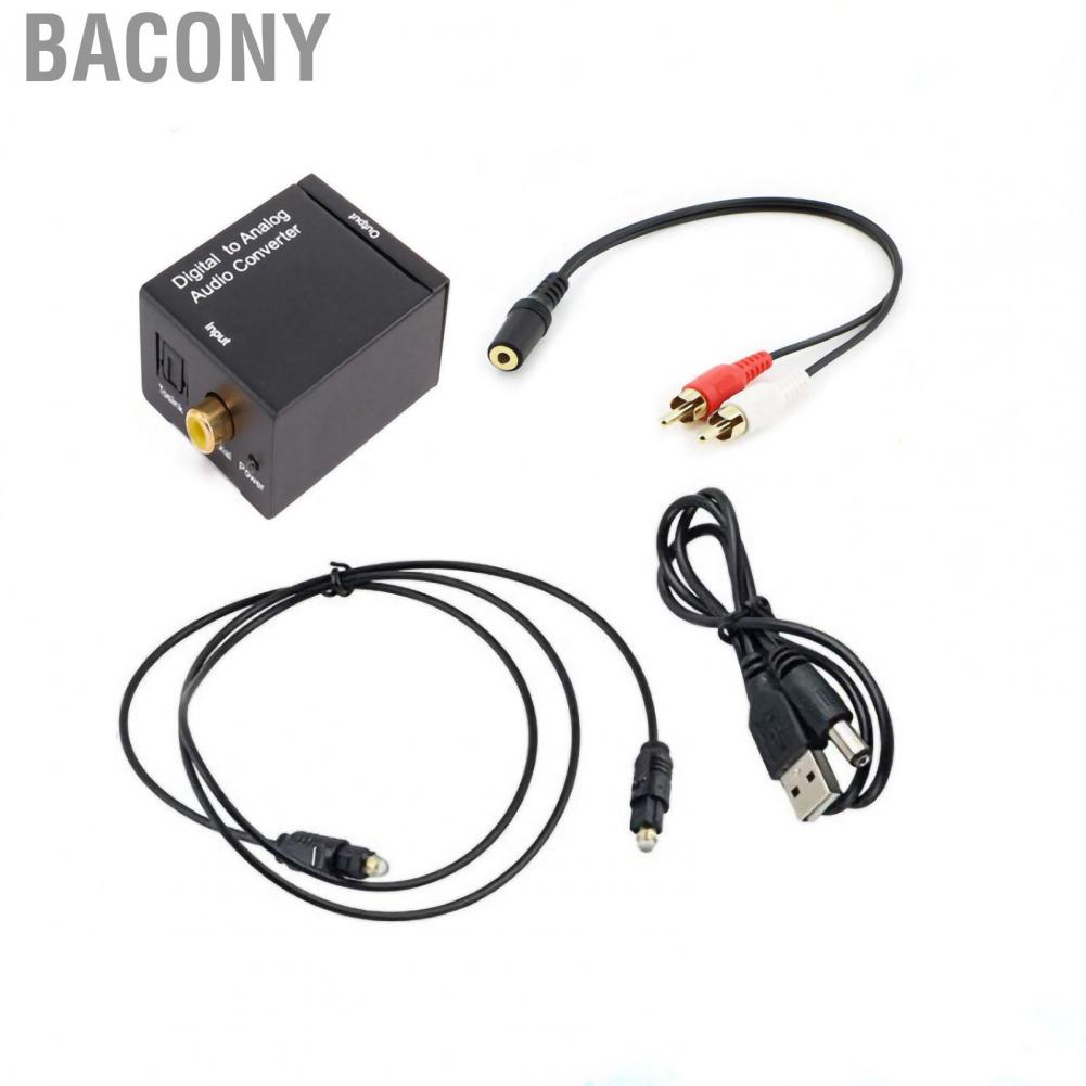 bacony-digital-to-analog-converter-dac-decoder-with-for-toslink-and-coaxial-inputs-to-analog-2rca-outputs-black-host-usb-cable-fiber-optic-cable