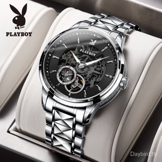 Playboy Watch (ของแท้ เคาน์เตอร์ + กล่องของขวัญ) 5532 นาฬิกาข้อมืออัตโนมัติ กันน้ํา เรืองแสง 30 เมตร สําหรับผู้ชาย