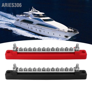 Aries306 48V 150A 12 Terminal Bus Bar Power Distribution Block พร้อมฝาปิด M6 กระดุม M4 สกรูสำหรับรถยนต์ RV Marine Boat