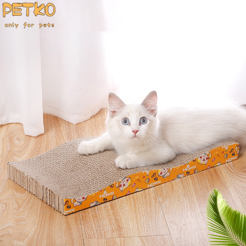 petko-ของเล่นแมวหนา-4-ซม-กระดาษลูกฟูกหยักทนรอยขีดข่วนความหนาแน่นสูงกระดานขูดแมว